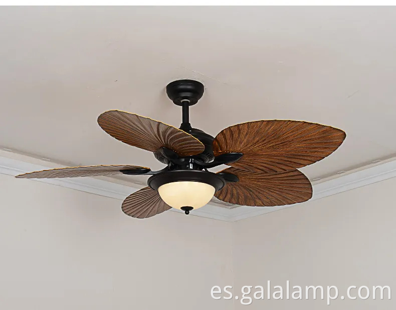 Lámpara de ventilador de techo de control remoto retro para el comedor